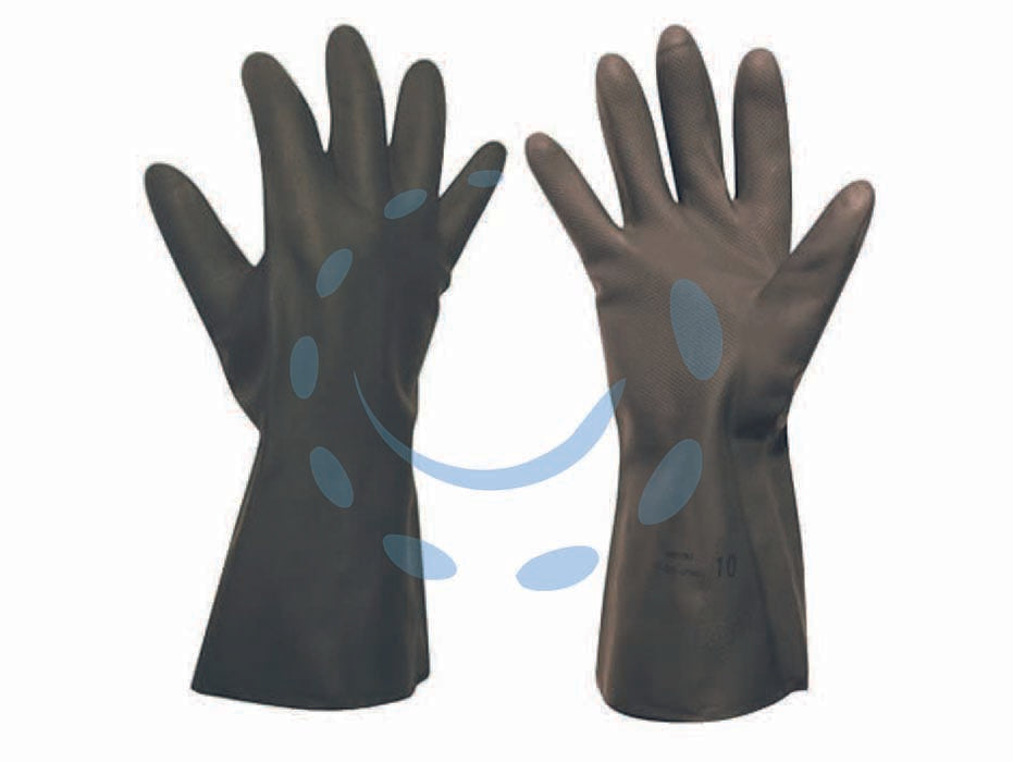 Guanti da lavoro industriali antiacido in neoprene - tg.M mis.7 - 7 1/2 - guanto antiacido in neoprene colore nero, zigrinatura esterna antiscivolo, floccatura interna in cotone a garanzia di un magg...