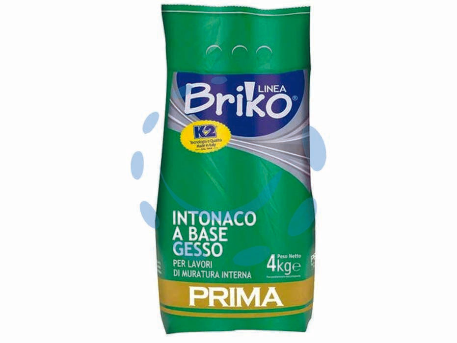 K2 linea briko intonaco base gesso bianco in polvere rasante - Kg.4 in busta - intonaco base gesso in polvere, per lavori di manifattura interna, rasante, colore bianco