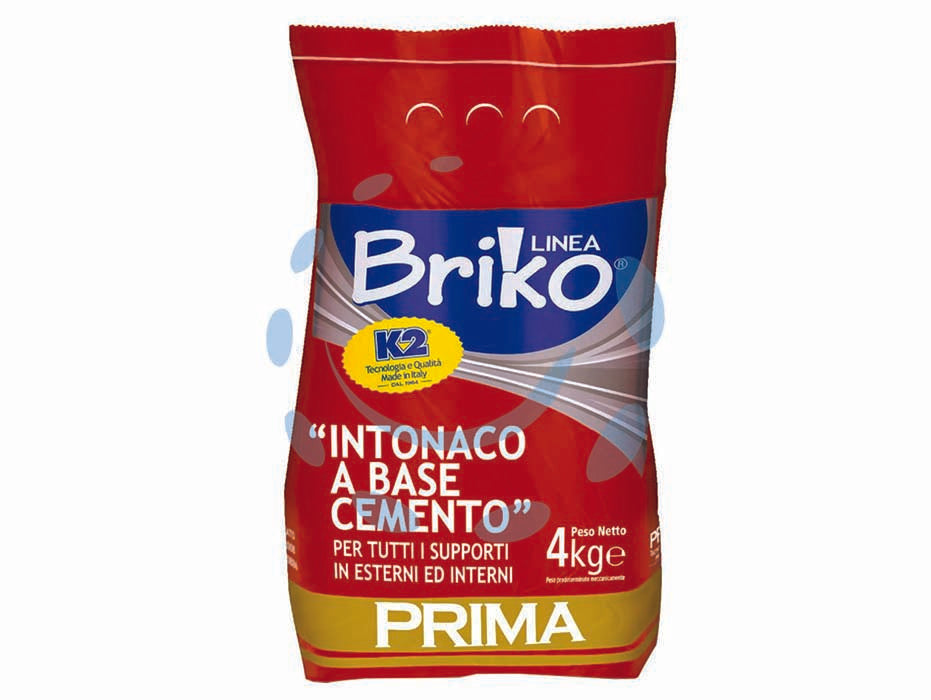 K2 linea briko intonaco pronto base cemento bianco in polvere - Kg.4 in busta - intonaco pronto a base cemento per tutti i supporti esterni e interni, colore bianco