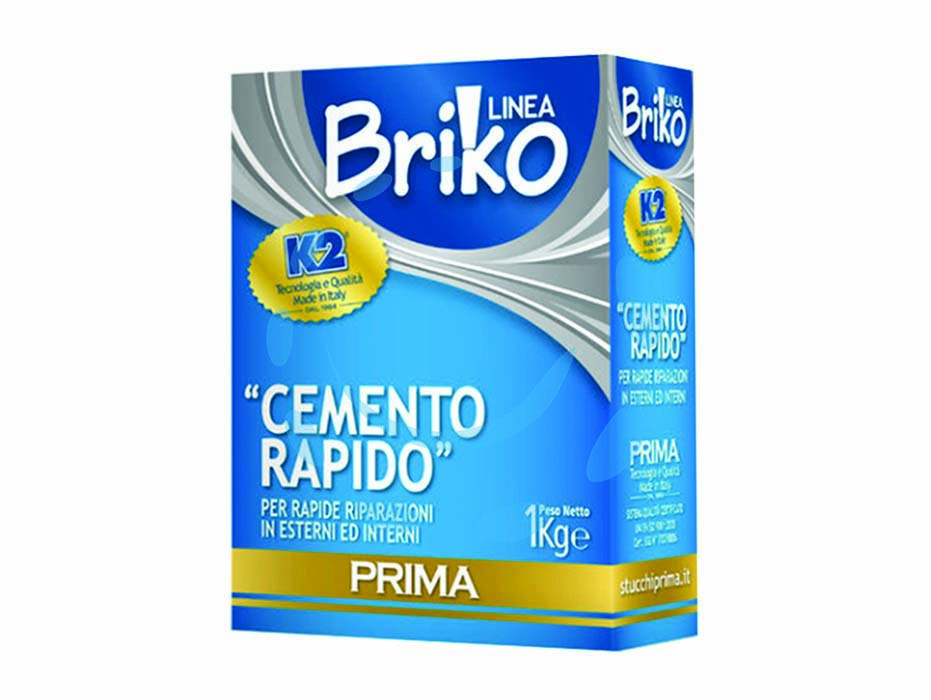 K2 linea briko cemento rapido grigio in polvere - Kg.1 in scatola - per piccoli lavori di riparazione e stuccatura, colore grigio