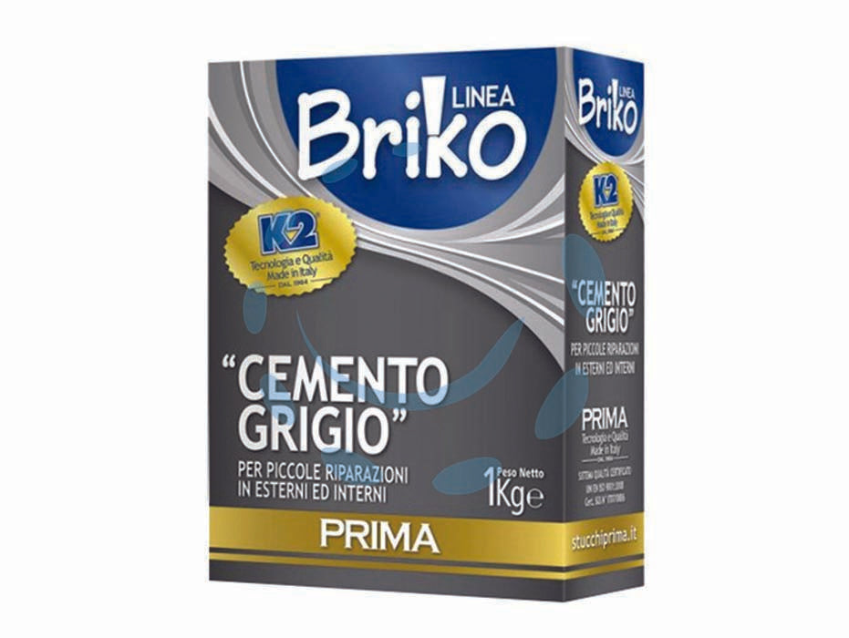 K2 linea briko cemento grigio in polvere - Kg.1 in scatola - per piccoli lavori di riparazione e stuccatura, per interni ed esterni, colore grigio