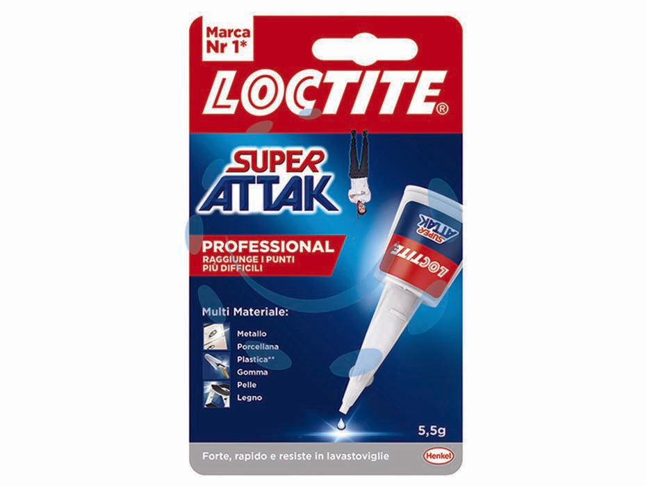 Super attak professional gr.5,5 - gr.5,5gr - adesivo universale istantaneo, a base cianoacrilato, è fluido e trasparente senza solventi, è ideale per incollare ceramica, ...