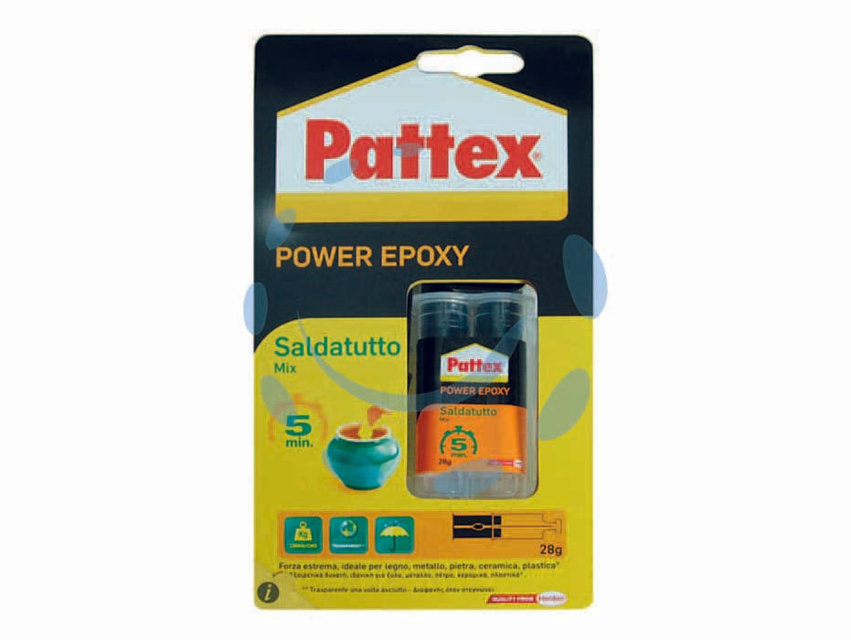 Pattex saldatutto mix - gr.28 - in blister, adesivo epossidico bicomponente trasparente, adatto per incollare porcellana, vetro, ceramiche, metallo, pietra, ...