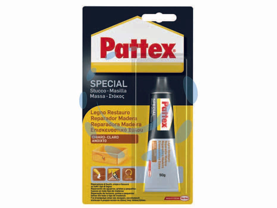 Pattex legno restauro chiaro - gr.50 - in blister, stucco adesivo rapido ad alta resistenza particolarmente adatto per la stuccatura di buchi, fessure e per la rico...