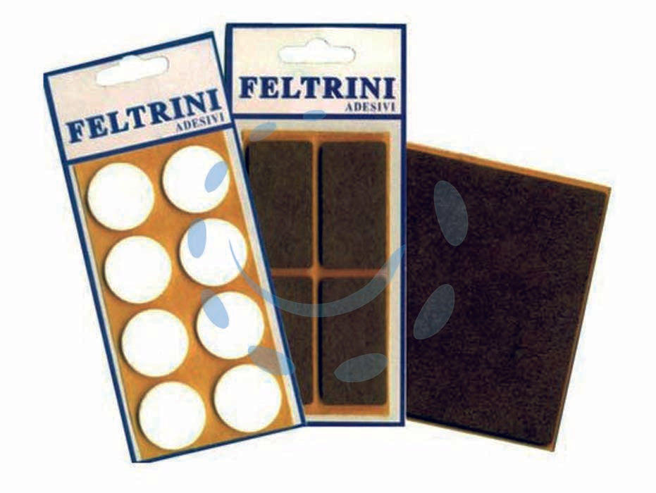 Feltrini adesivi - quadri mm.25x25 colore bianco - in feltro con fondo adesivo