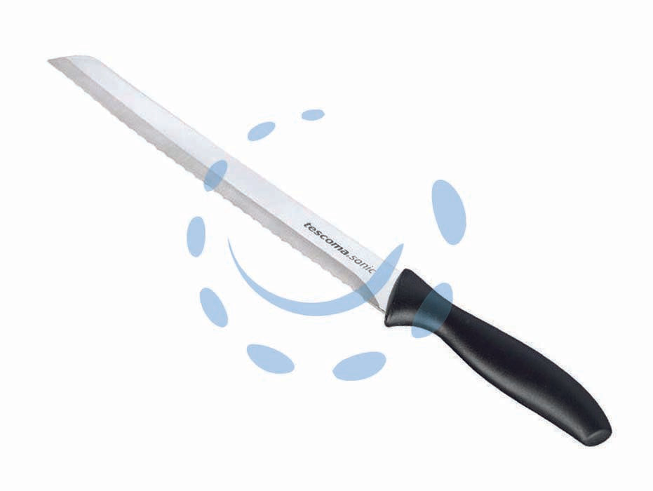 Coltello da pane seghettato - cm.22 - lama in acciaio inox seghettata, manico in plastica