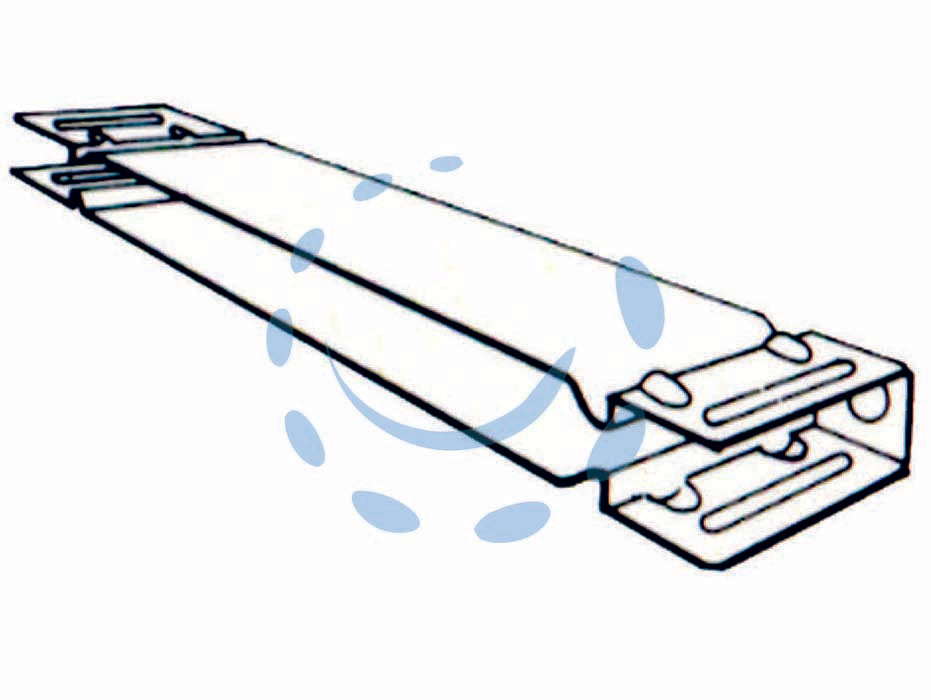 Traversino per scaffale a gancio - mm.300 - in lamiera d’acciaio stampata e verniciata