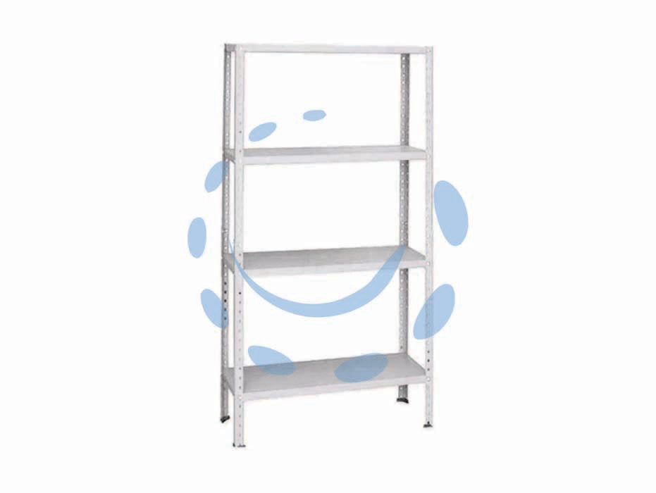 Scaffale in kit 4 ripiani bianco - 4 ripiani cm.80x30x151h. - predisposti in un imballo in kit di pezzi componibili in lamierati d’acciaio profilati a freddo e successivamente verniciati,...