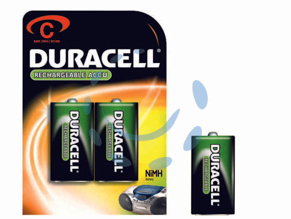 Pila ricaricabile mezza torcia (c) - 1,2v da 2.200 mAh al NiMH (Nichelmetalidrato) in blister 2 pezzi C (HR14)