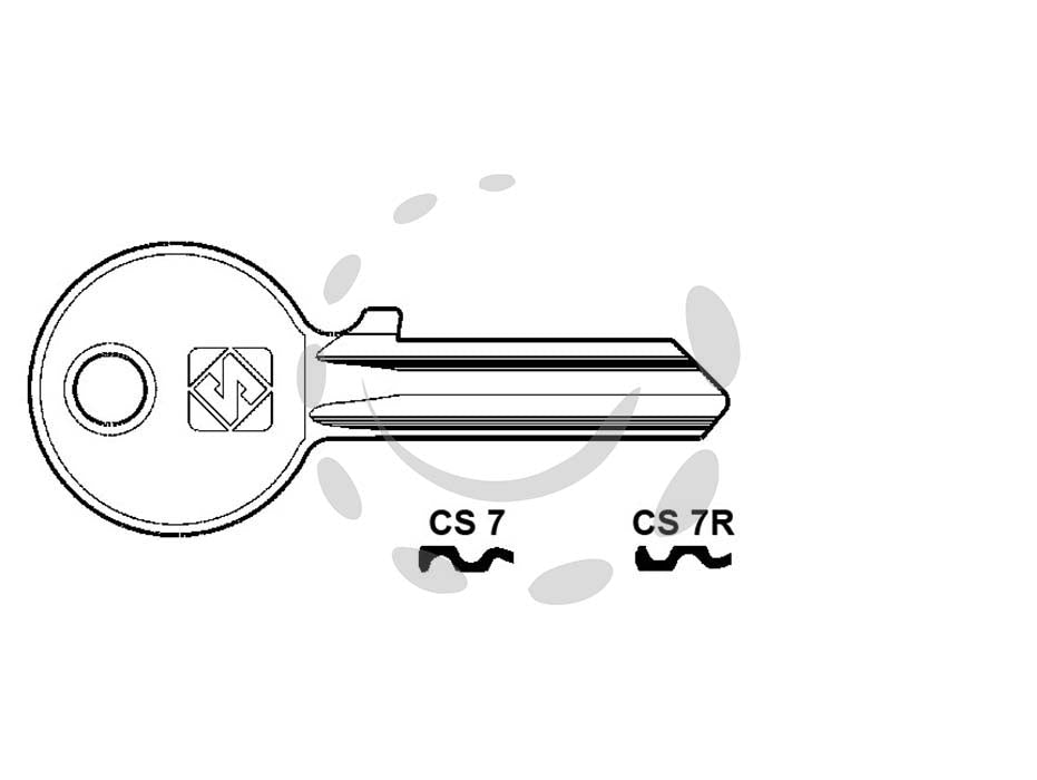 Chiavi per cilindri cisa 5 spine piccole - CS7 DX - in ottone nichelato, utilizzo principale: per lucchetti da mm.40