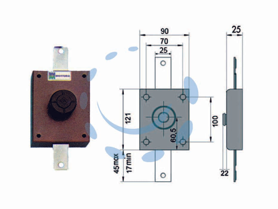 Deviatore da applicare con pomolo interno 34300 (34300V000X) - scatola in acciaio verniciato, apertura con pomolo interno autobloccante, dotazione 2 passanti per aste, 1 cavallotto superio...