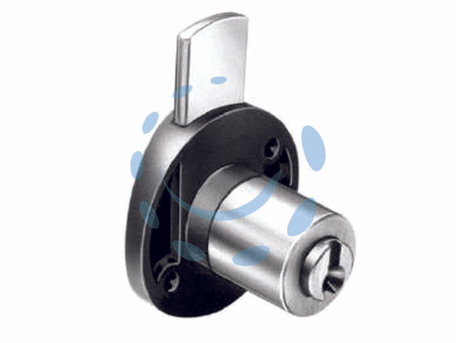 Serratura da applicare per cassetti 2130 - cartella nichelata, cilindro in ottone ø mm.17 lunghezza mm.20, catenaccio scorrevole in acciaio cromato 1 mandata, dotazione...