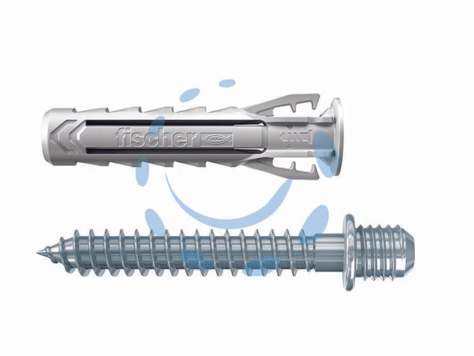 Tassello con doppia vite sx plus 6 dv - si utilizzano per il montaggio dei collarini per tubi in tutti i materiali edili, ø mm.6 con doppia filettatura 6 MA