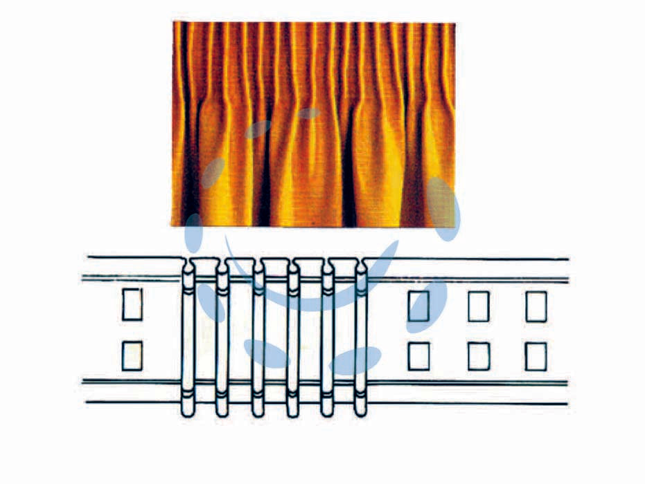 Fettuccia riflex 2/65 bianca - mm.65h. - composizione tessile: fibra sintetica poliestere 100% trama di monofilamento, non teme lavaggi e stirature, arricciatura auto...