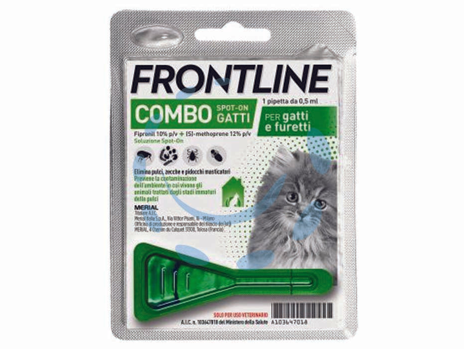 Frontline combo per gatti e furetti - in confezione da 1 pipetta - è una soluzione insetticida e acaricida in forma spot-on per gatti e furetti, grazie alla combinazione dei suoi due principi ...