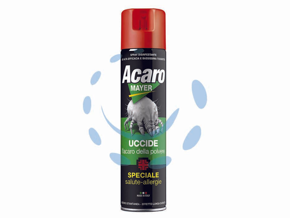 Insetticida acaricida disinfestante spray acaromayer - ml.400 in bomboletta spray - è un prodotto ideale per disinfestare gli ambienti delle nostre abitazioni dove gli acari vivono nascosti in moquette, matera...