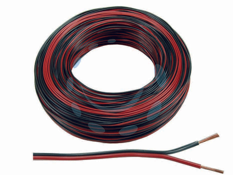 Cavo elettrico bipolare piattina per altoparlanti rosso/nero - 2x mmq.1 - cavo bipolare adatto per collegamento di altoparlanti per impianti stereo HI-FI, bicolore rosso e nero