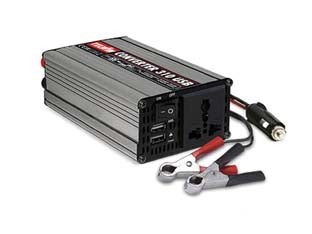 Convertitore inverter 12v-230v 310w con 2 usb - cm.17x9,5x5,4 - 0,8 Kg. - convertitore inverter 12V DC, 230V AC ideale per alimentare in auto o camper, TV LCD o plasma, lampade alogene, rasoi, utensi...