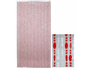 Tenda anti mosche corallo rosso-cristallo - 96 fili cm.120x230h. - con supporto in alluminio