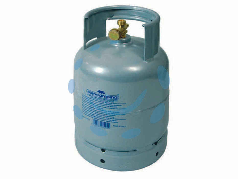 Bombola per gas gpl ricaricabile - Kg.1 - capienza lt.2,5 - ø cm.17x33h. - con rubinetto da 20x14 sinistro