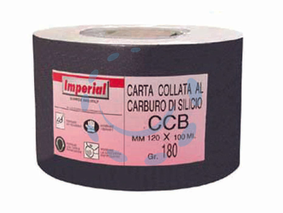 Carta al carburo di silicio ccb - grana 180 - mm.120 h. utilizzo: ottima nella carteggiatura e finitura a secco di vernici poliestere trasparenti, utilizzabile con macch...