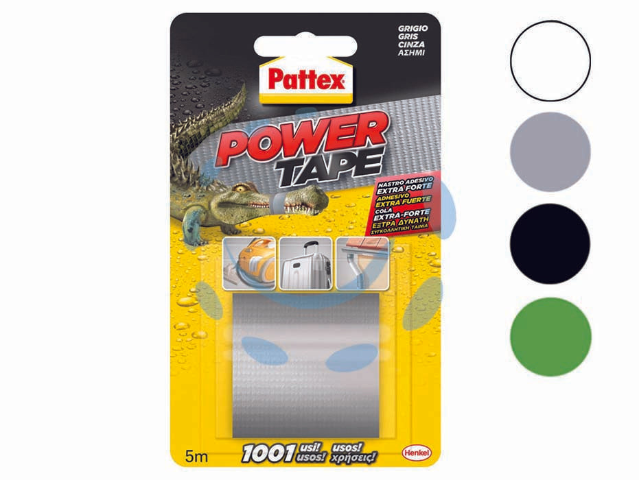 Pattex nastro adesivo power tape - mm.50h. in rotoli da mt.5 colore bianco - in blister, multifunzionale, speciale composizione a tre strati rinforzati da una trama di materiale plastico che lo rende 10...