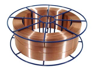 Bobina filo per saldatura in rocchetto - ø mm.0,8 - filo pieno ramato, impiegato per la saldatura sotto protezione gassosa in tutte le posizioni, si utilizza con miscele Ar/C0²/...