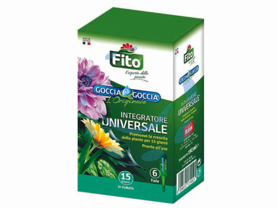 Nutrimento universale goccia a goccia - confezione 5 fiale da ml.40 - nutrimento liquido completo pronto all'uso per piante in vaso verdi e fiorite, d'appartamento e balcone, apporta il nutriment...