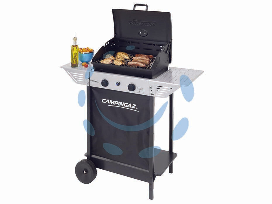 Barbecue gas 2 bruciatori cm.44,5x34,5 xpert 100 l plus - bracere cm.44,5x34,5 - misure cm.66,5x50x99h., potenza 7,1 Kw, grill a gas GPL con 2 bruciatori in acciaio, consumo gas 517 g/h, accensione piezo, c...