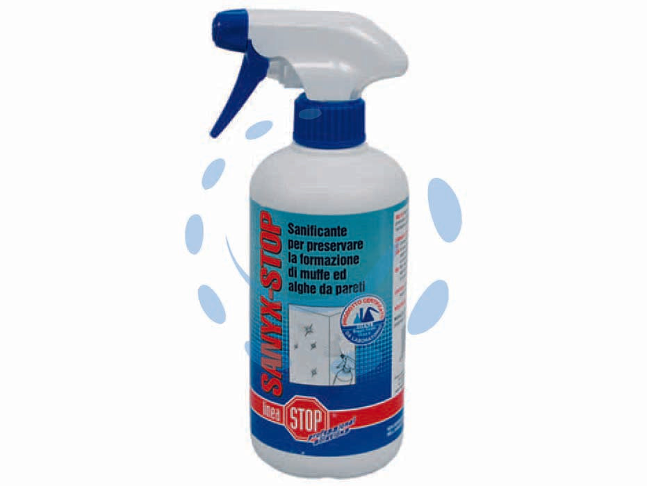 Sanyx-stop sanificante per preservare formazione di muffe o alghe - ml.500 in flacone spray - prodotto pronto all'uso sanificante per la prevenzione della formazione dii muffe ed alghe sia da pareti interne che da quell...