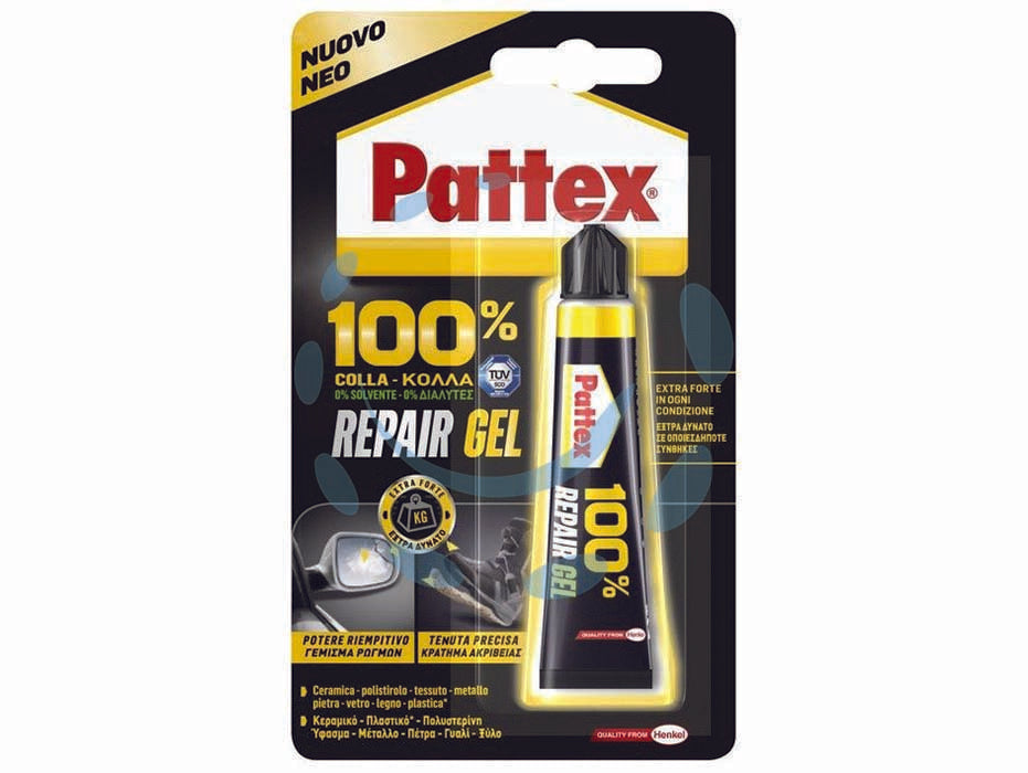 Pattex repair gel multiuso gr.20 - gr.20 - in blister, adesivo flessibile extraforte ideale per tutti i materiali: gomma, cuoio, vetro, ceramica, metalli (acciaio, ferr...