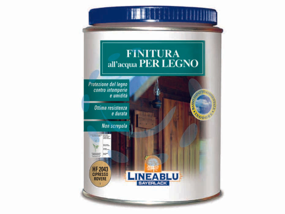 Finitura allacqua per legno - HF 2046 trasparente semilucido ml.750 - dove si applica: manufatti in legno per interno e per quelli esposti all'esterno, infissi, serramenti, balconi, perlinature, ...