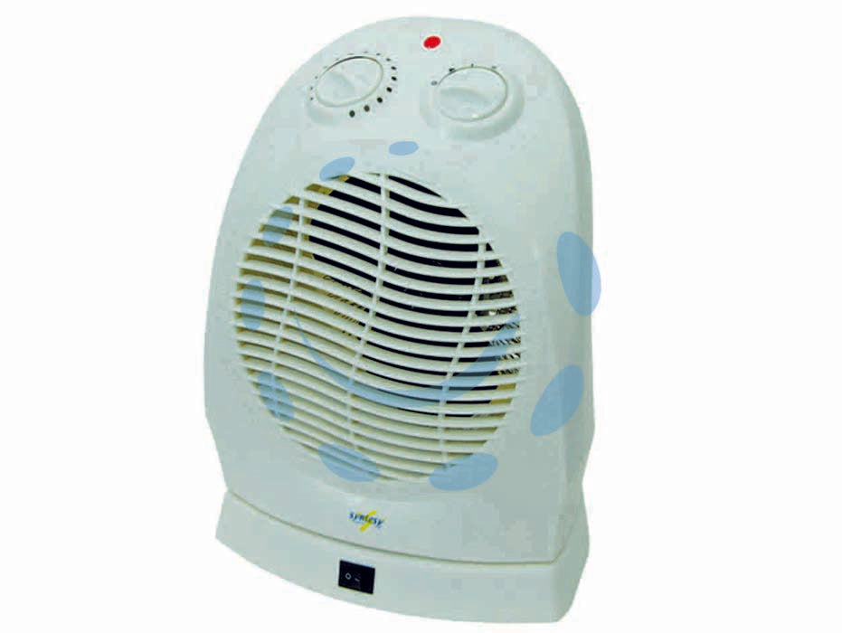 Termoventilatore ruotante con termostato 2000w - cm.24x21x31h. - 2000w di potenza con tre livelli di temperatura, aria fresca, calda da 1000/2000w, tensione 230v-50 Hz con termostato ambie...