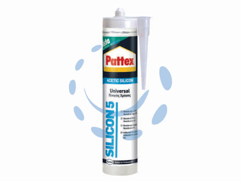 Pattex silicone sista silicon 5 acetico - ml.280 bianco - in cartuccia, adesivo sigillante siliconico acetico a prova di muffa, ideale per sigillature di materiali non porosi, sanitar...