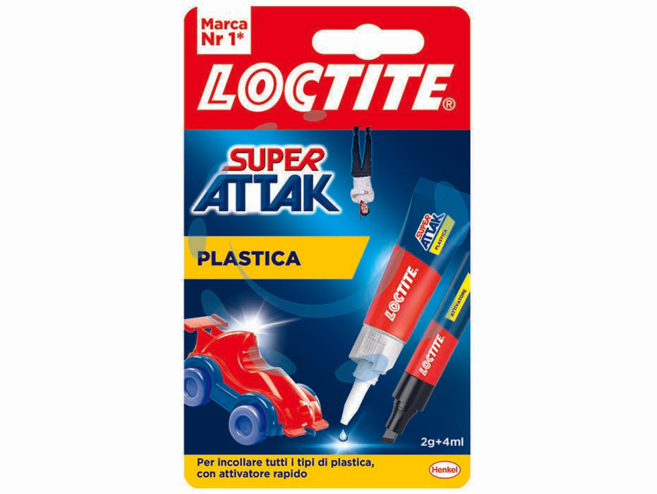 Super attak plastica gr.2+ml.4 - è il sistema a due fasi più avanzato per incollare perfettamente e in pochi secondi tutti i tipi di plastica, come PVC e ABS,...