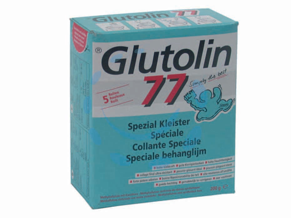 Colla glutolin 77 - gr.200 - collante speciale per applicare parati tipo fibra di vetro, pesanti, vinilici e goffrati, in fibre naturali nonchè parati str...