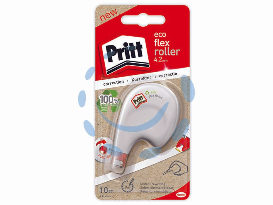 Correttore pritt eco flex roller - nastro mm.4,2h. da mt.10 - in blister, nuovo correttore a nastro leggero, ideale per correzioni di precisione, compatto maneggevole e dal design ergonom...