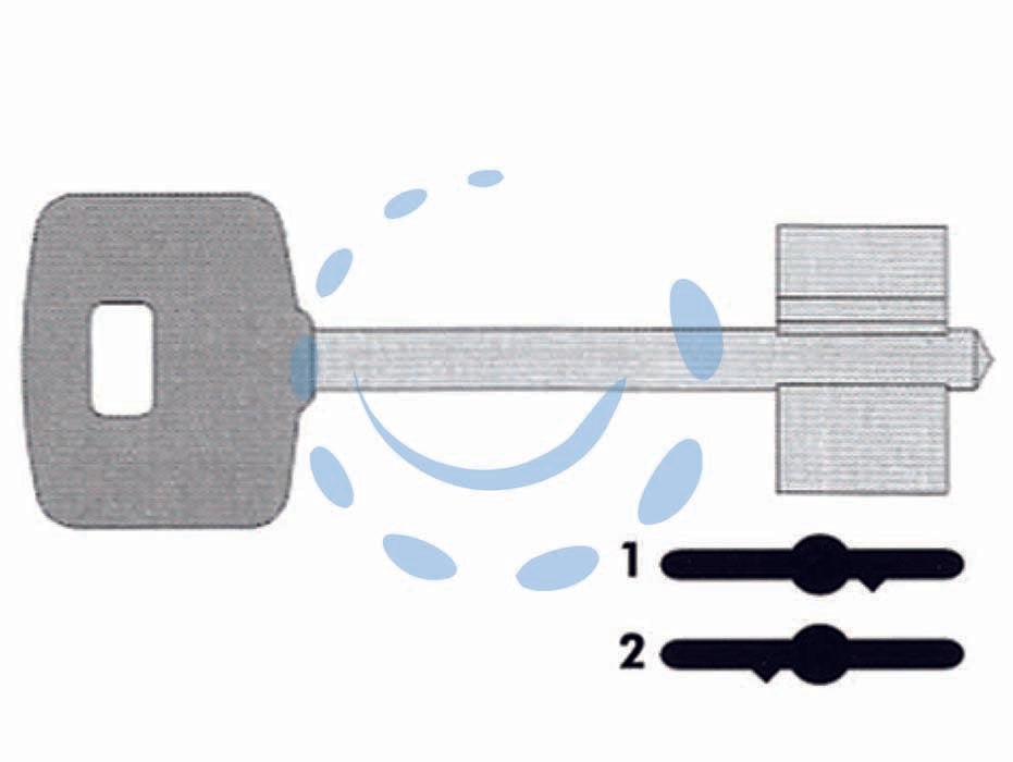 Chiavi doppia mappa 00101 - 00101002 SX (tipo silca CSCP) - in ottone nichelato, a 6 leve, testa nylon