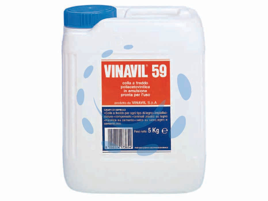 Colla vinavil 59 kg.5 - Kg.5 - adesivo acetovinilico ad alto residuo secco, trasparente dopo l’essiccazione, senza solventi. adatto per incollare legno, imp...