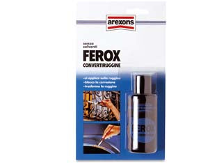 Convertiruggine ferox in flaconcino - ml.95 - in flacone pronto all’uso a base di resine sintetiche disperse in acqua, distrugge e previene la ruggine trasformandola in un...