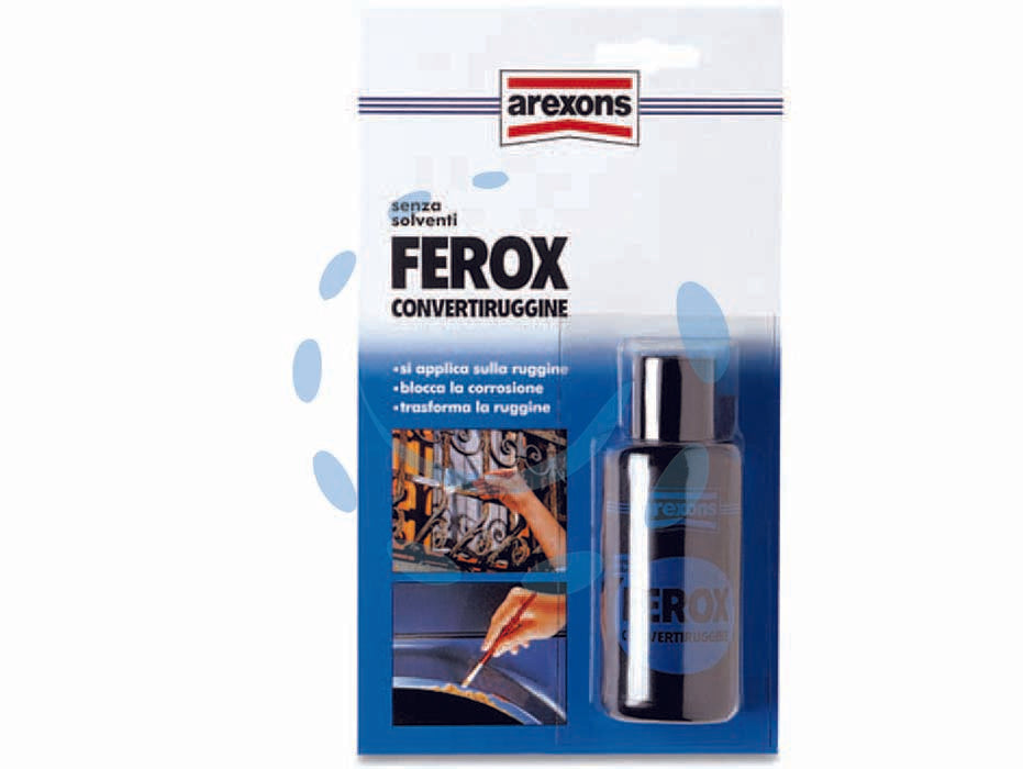 Convertiruggine ferox in flaconcino - ml.95 - in flacone pronto all’uso a base di resine sintetiche disperse in acqua, distrugge e previene la ruggine trasformandola in un...