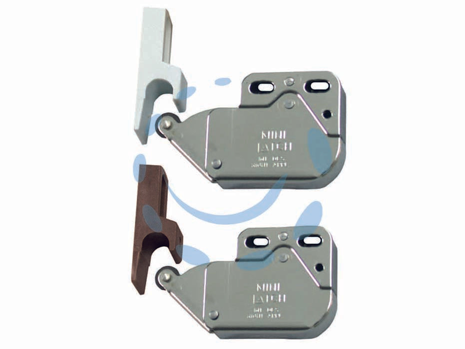 Cricchetto a spinta mini latch con riscontro - mm.36x28x11 - marrone - in acciaio nichelato cromato