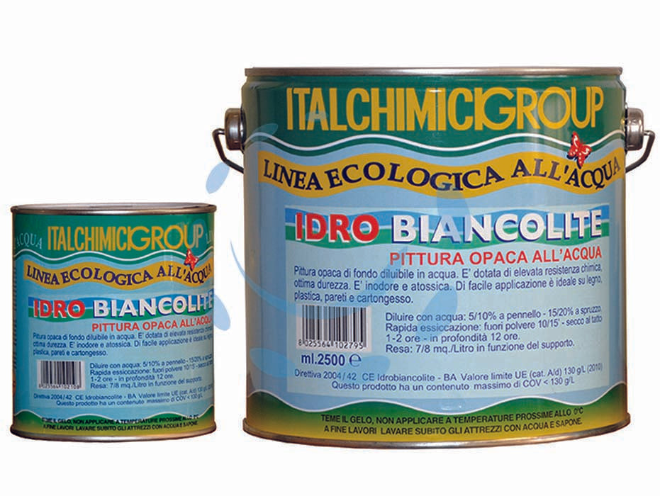 Pittura di fondo opaca allacqua idrobiancolite - ml.750 - dotata di elevata resistenza chimica e ottima durezza, inodore e atossica, di facile applicazione è ideale su legno, plastica...