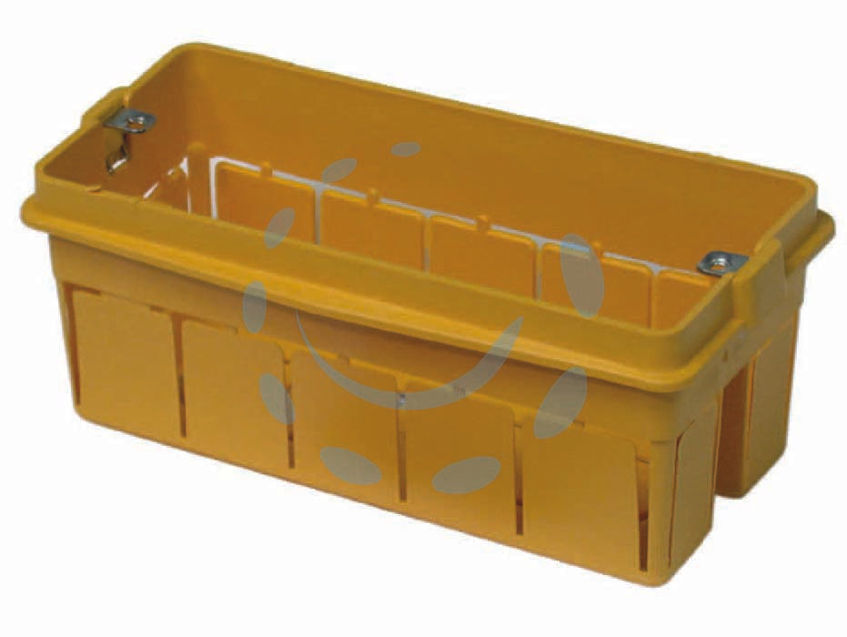 Scatola da incasso con inserti in metallo senza coperchio - 3 posti tipo 503- mm.97x61x51 - (1703.XL) - scatola da incasso con inserti in metallo per serie modulari, colore giallo, senza coperchio