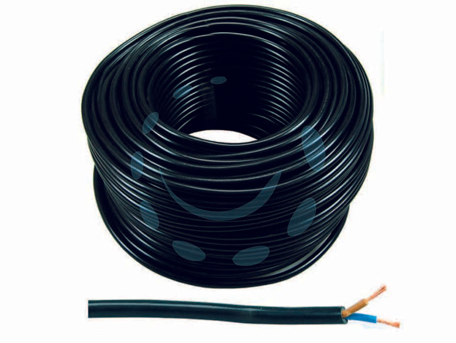 Cavo elettrico bipolare similgomma nero h05vv-f - 2x mmq.1 colore nero - cavo elettrico similgomma bipolare tondo, H05VV-F