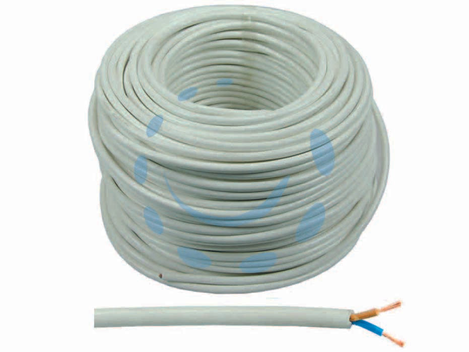 Cavo elettrico bipolare similgomma bianco h05vv-f - 2x mmq.1,5 colore bianco - cavo elettrico similgomma bipolare tondo, H05VV-F