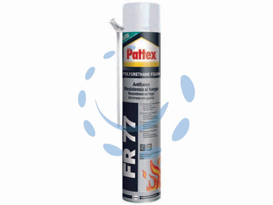 Schiuma poliuretanica antifuoco pattex fr 77 - ml.750 applicazione manuale - in bombola, schiuma poliuretanica monocomponente autoestrudente, reazione al fuoco a contatto con materiali edili secondo DIN...