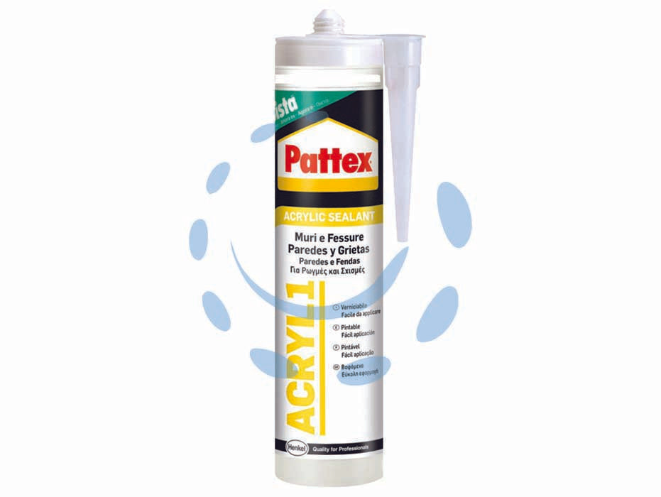 Pattex sigillante sista acrilico l1 colorato - ml.300 bianco - in cartuccia, adesivo sigillante acrilico in dispersione acquosa ideale per sigillature di infissi, cassonetti, crepe e fessu...