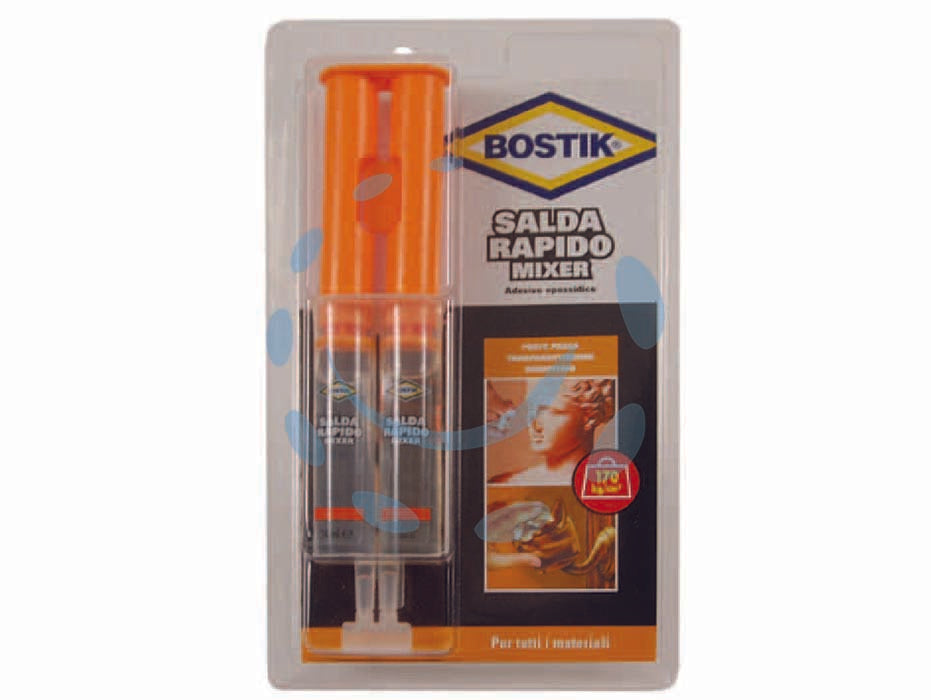 Salda rapido mixer - gr.24 - in blister, adesivo epossidico bicomponentea forte presa, 100% trasparente, dosaggio facilitato con siringa, incolla in 20 mi...