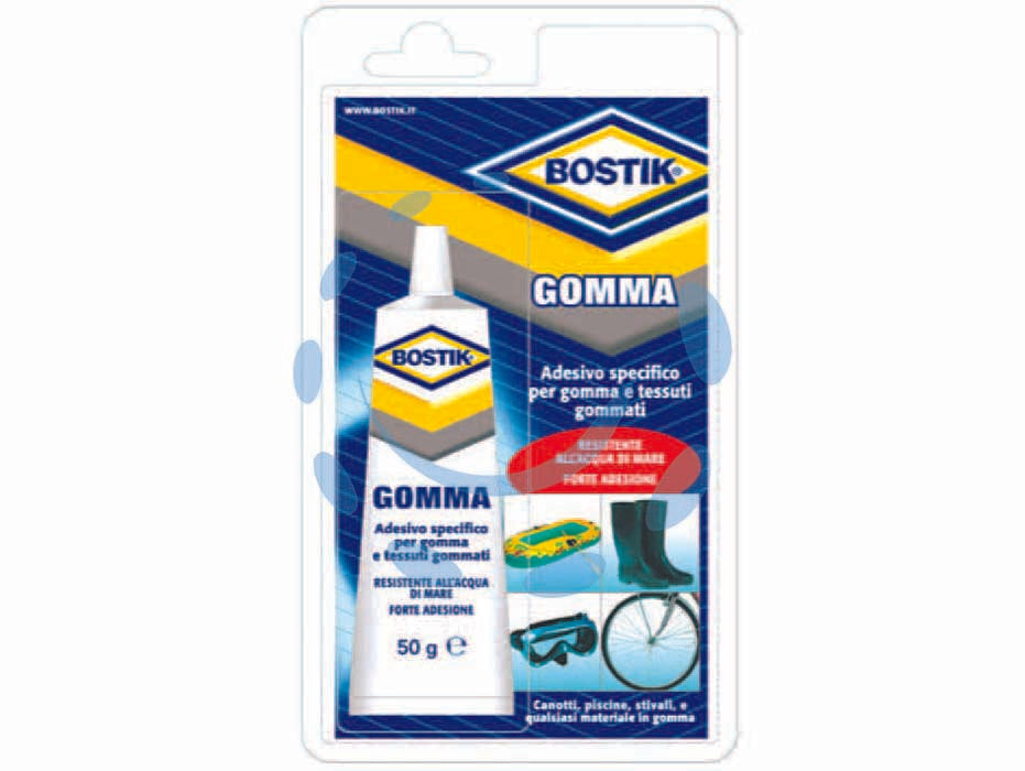 Adesivo per gomma - gr.50 - in blister, adesivo a presa rapida, resistente all’acqua, anche salata, resistente a temperature fino a 80°C. ideale per gomm...